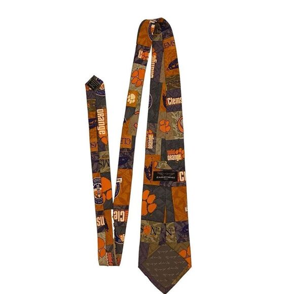 Eagles Wings University of Clemson Tigers Basketball Orange and Regalia Necktie - Picture 5 of 8